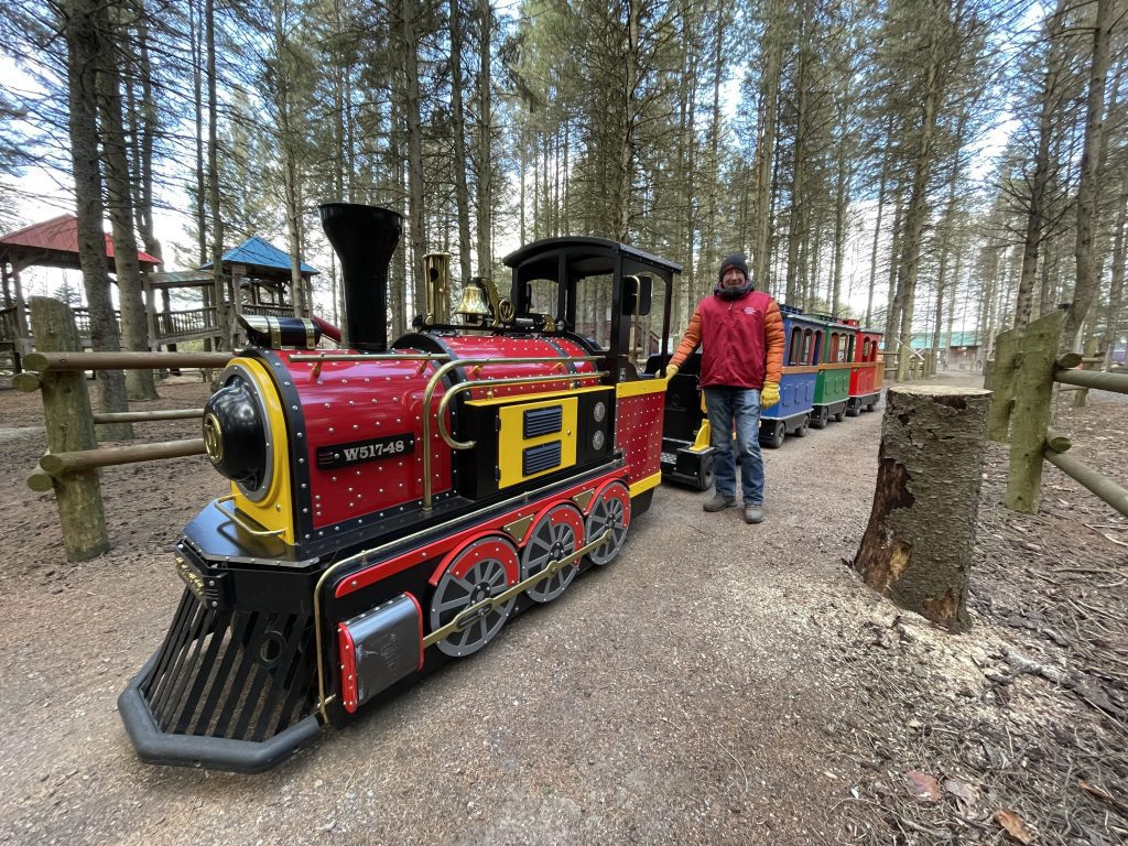 the train at sloan's christmas village