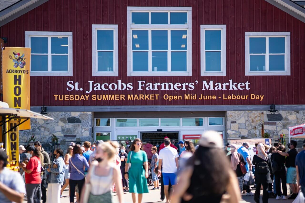 Outdoor shot of the St Jacobs Farmers Market