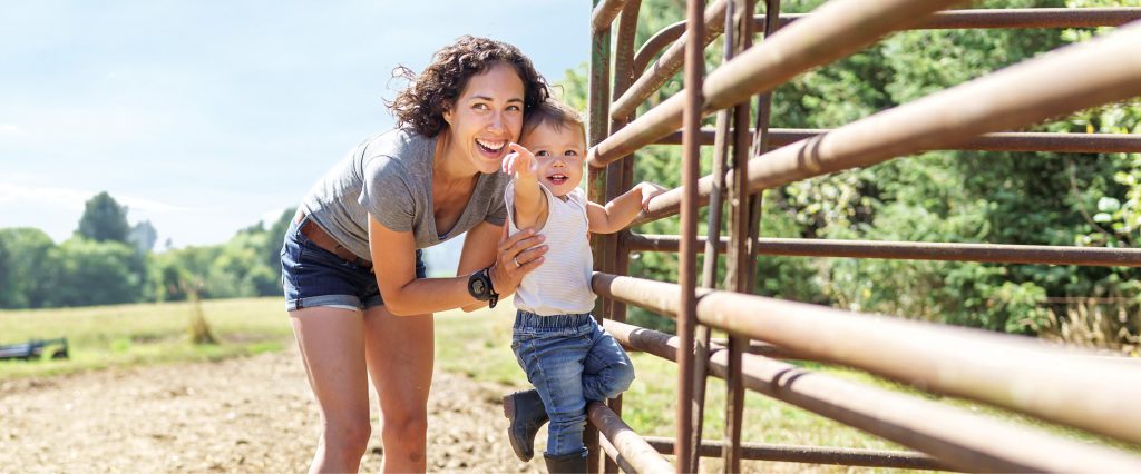 mom and son at the farm in wellington