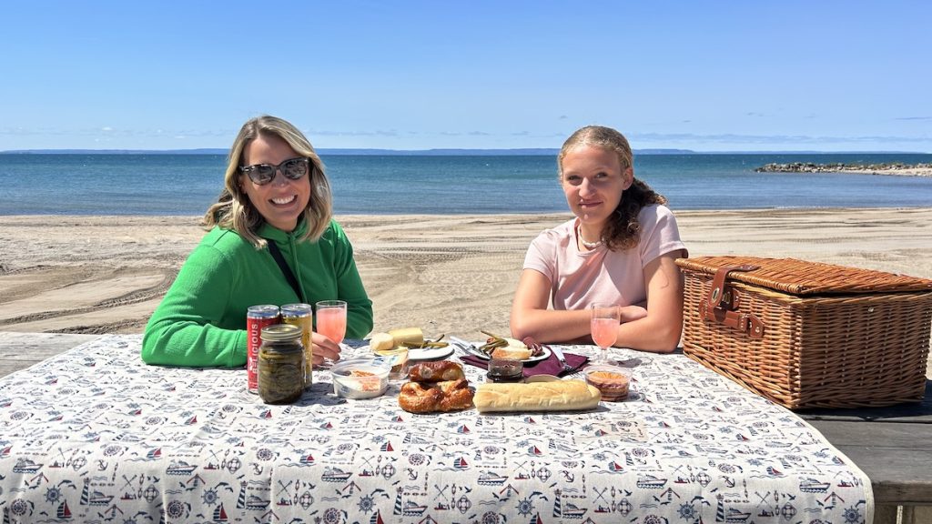 two women having a picnic at Balm Beach