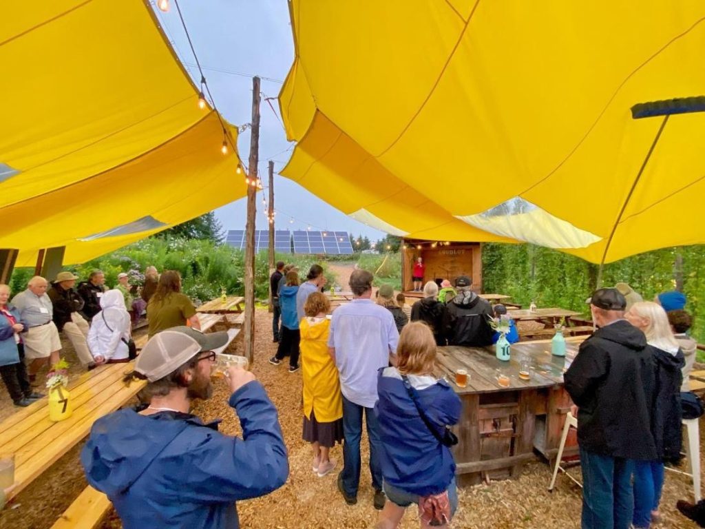event under yellow canopy at goodlot