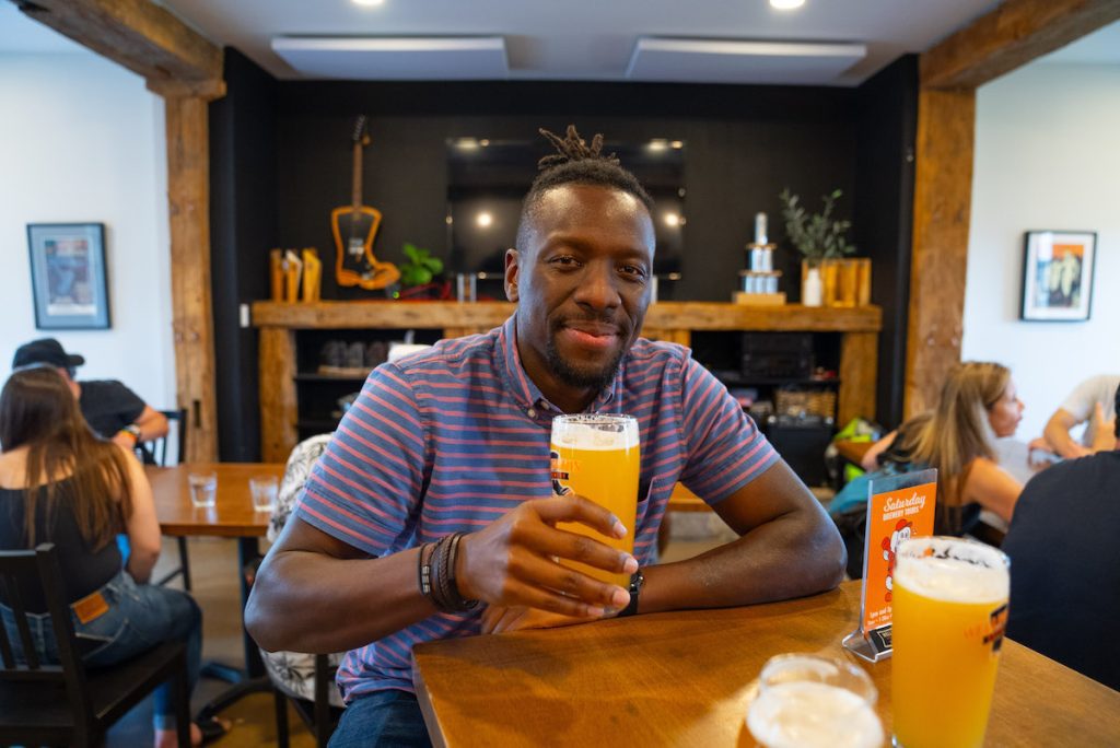 Royden enjoying a beer at Wellington Brewery