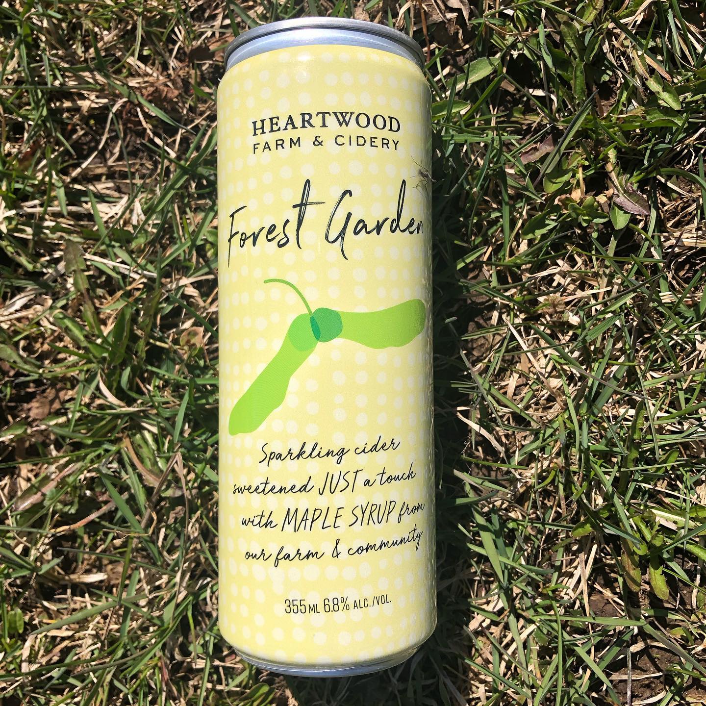 forest garden cider from heartwood laying on the grass