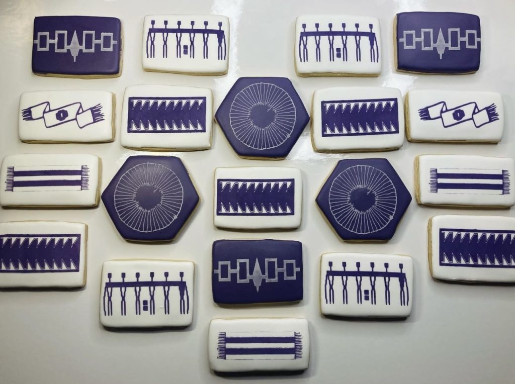 cultural cookies in navy and white
