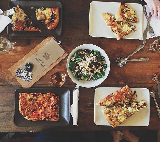 overhead shot of meal at spirit tree