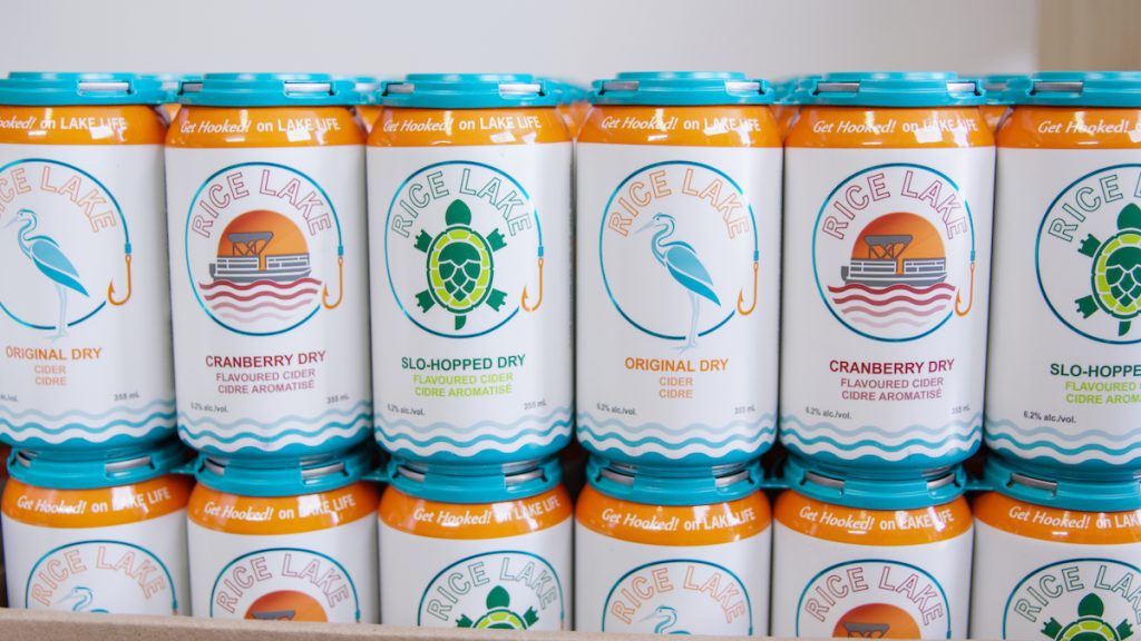 up close of rice lake cider cans