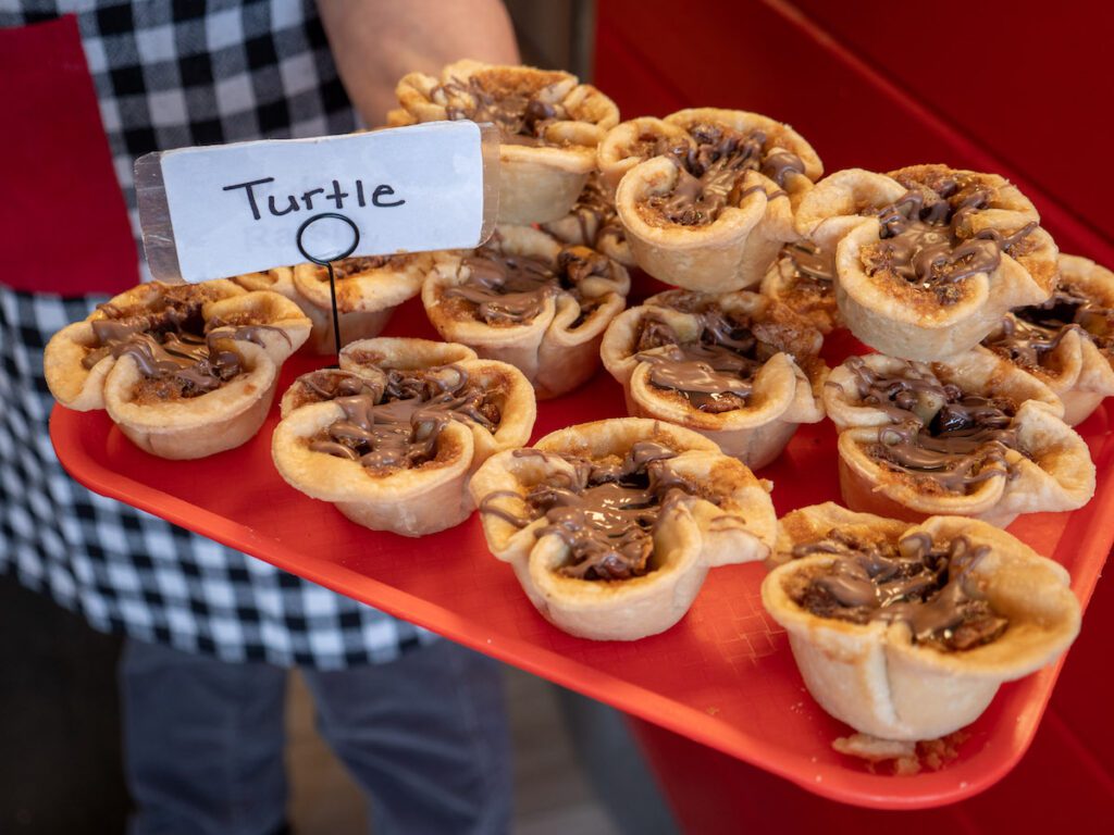 tray of turtle butter tarts at Kawartha Butter Tart Factory