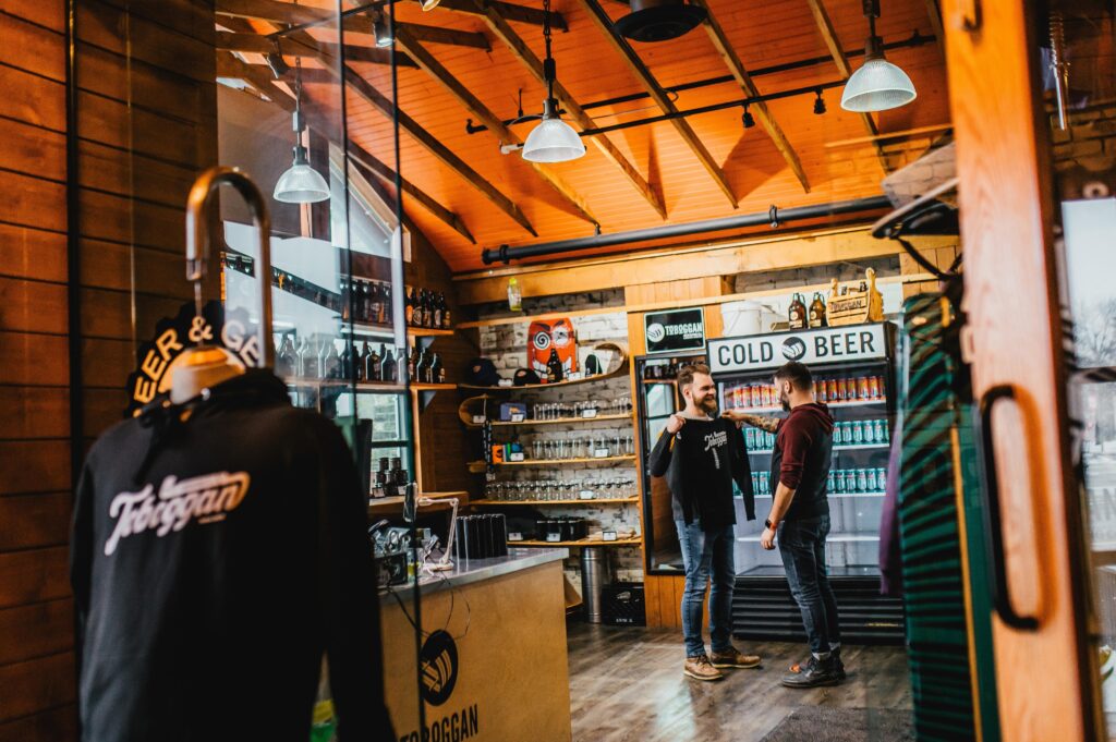 The taproom at Toboggan Brewing Co