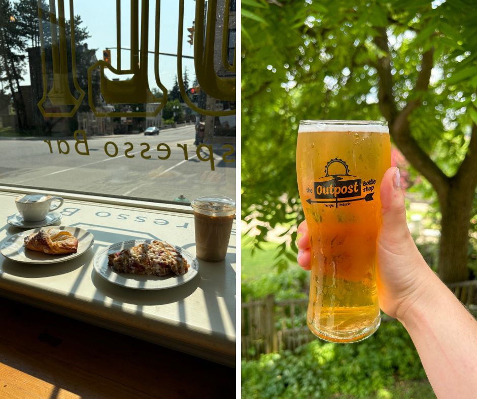 grid photo of the vault cafe spread and pint at outpost bottle shop