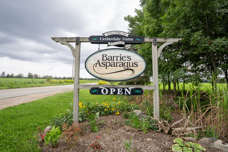 image of sign for Barrie's Asparagus