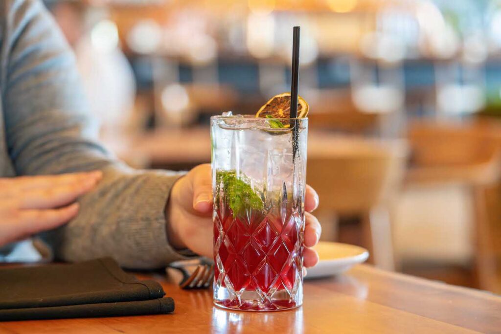 closeup shot of pomegranate mojito 